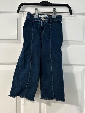 Zara Navy Wide-Leg High-Rise Sailor Jeans with Front Seam